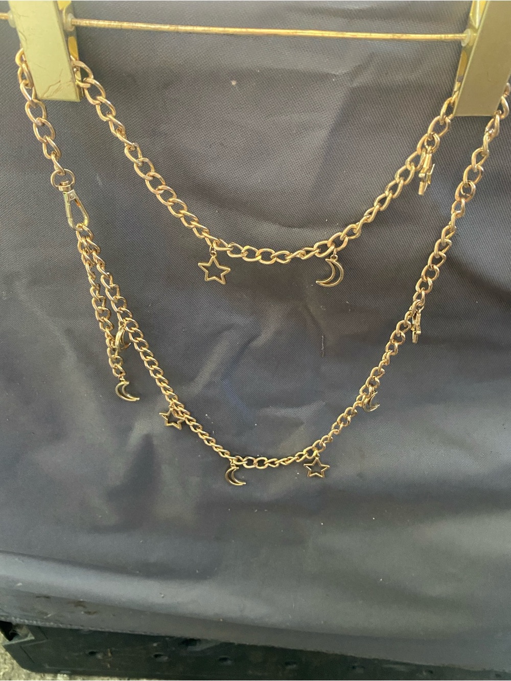Gold chain belt with charms